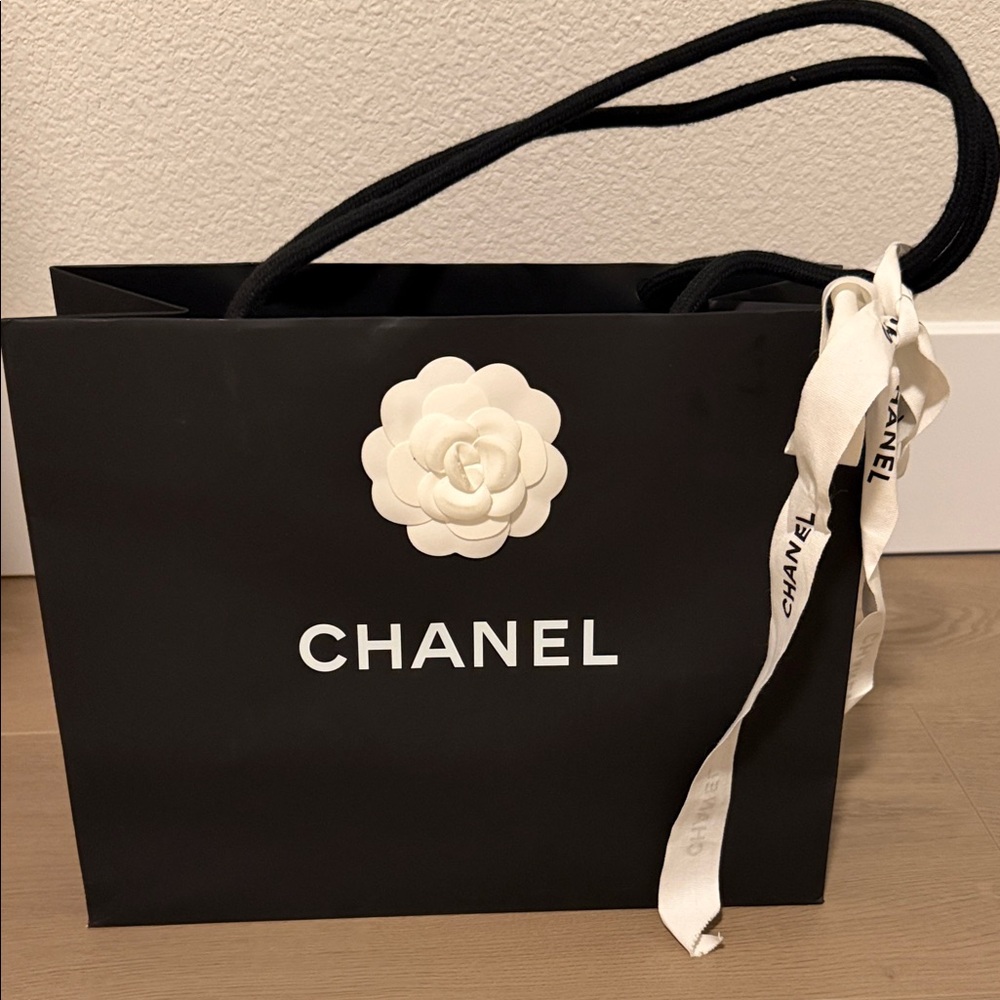 CHANEL Elegant Black Tote with White Details